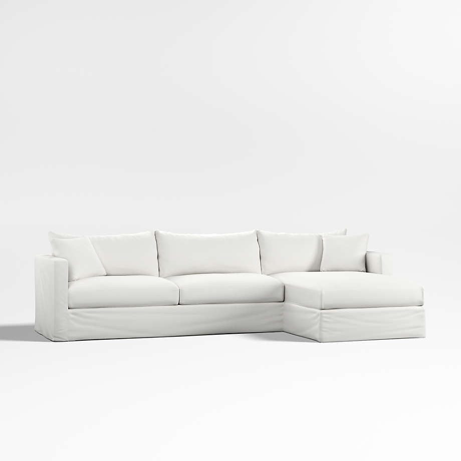 Slipcovered sectional deals sofa with chaise