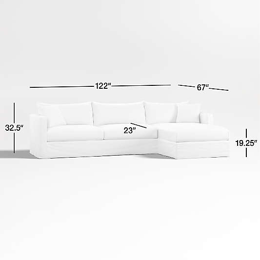 Willow II Slipcovered 2-Piece Right-Arm Chaise Sectional Sofa