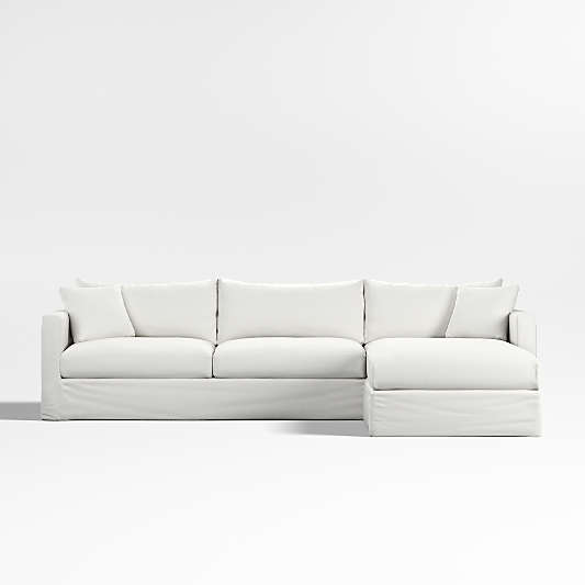 Willow II Slipcovered 2-Piece Right-Arm Chaise Sectional Sofa