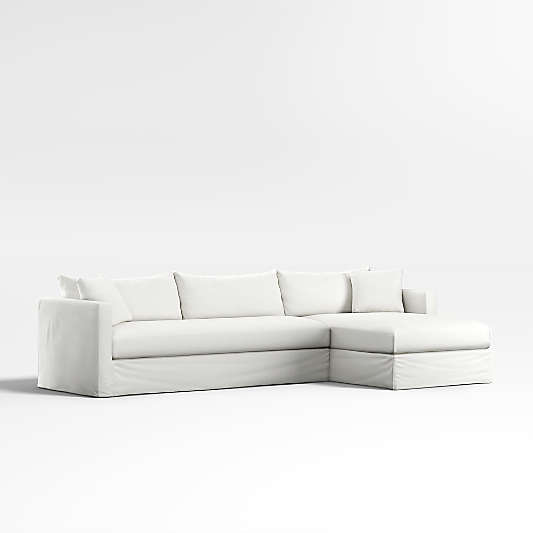 Willow II 2-Piece Slipcovered Bench Sectional Sofa with Chaise Lounge