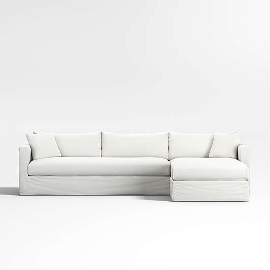 Willow II Slipcovered Bench Left-Arm Sofa 2-Piece Sectional