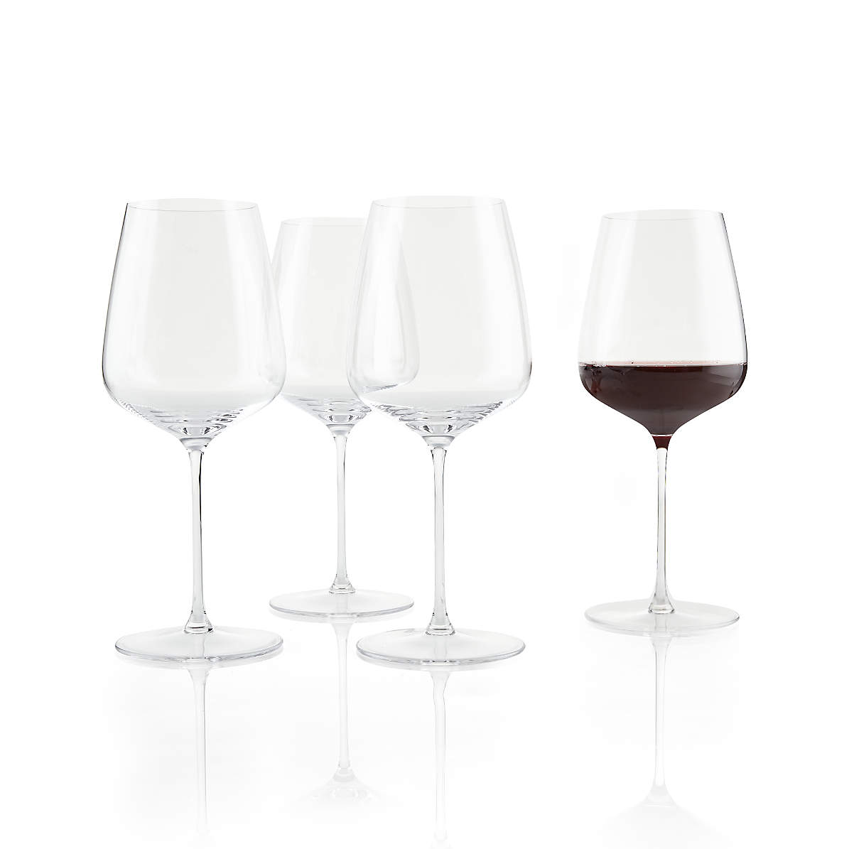 Square Wine Glasses, WG4 White or Red Wine Glasses Set of 4, 14 Ounce Hand  Blown