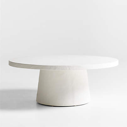 Willy White Concrete 44" Round Pedestal Coffee Table by Leanne Ford