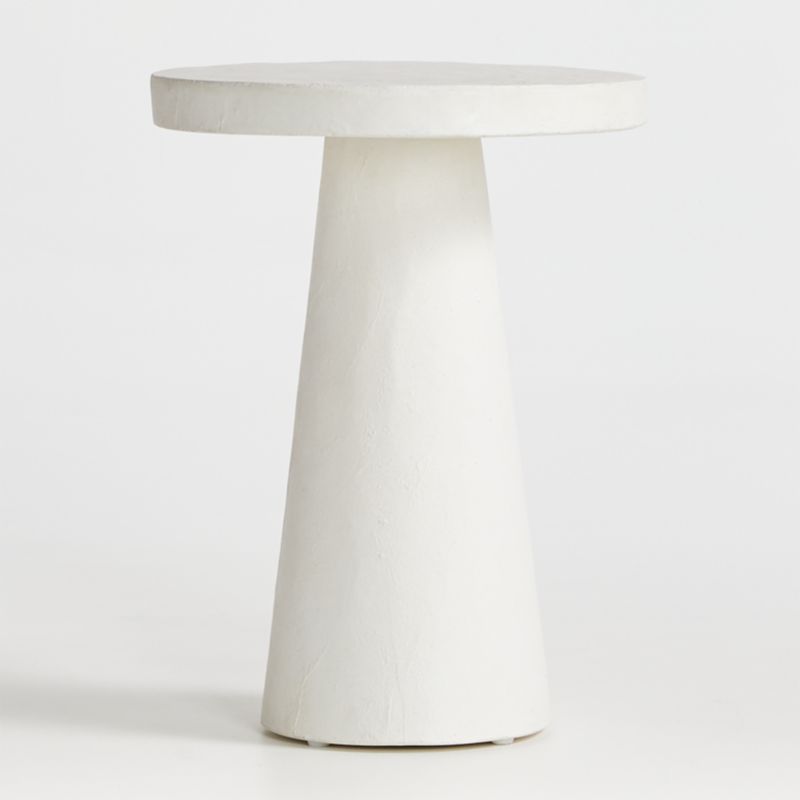 White Plaster Pedestal Side Table, Round Pedestal End Table White