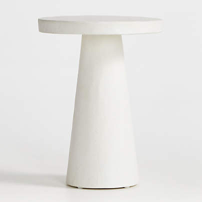 Willy White Plaster Pedestal Side Table