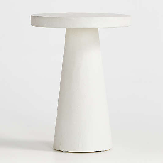 Willy White Plaster Pedestal Side Table by Leanne Ford