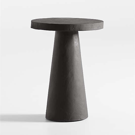 Willy Charcoal Brown Round Pedestal Side Table by Leanne Ford