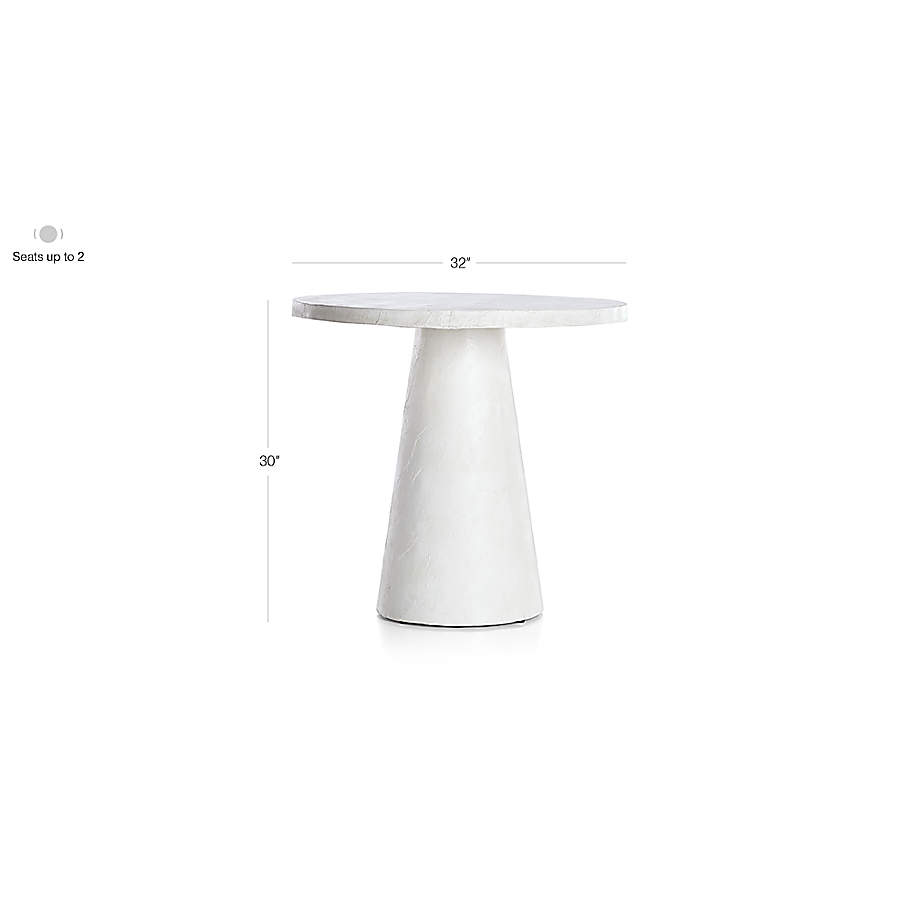 Dimension diagram for Willy White Plaster Pedestal 32" Bistro Table by Leanne Ford