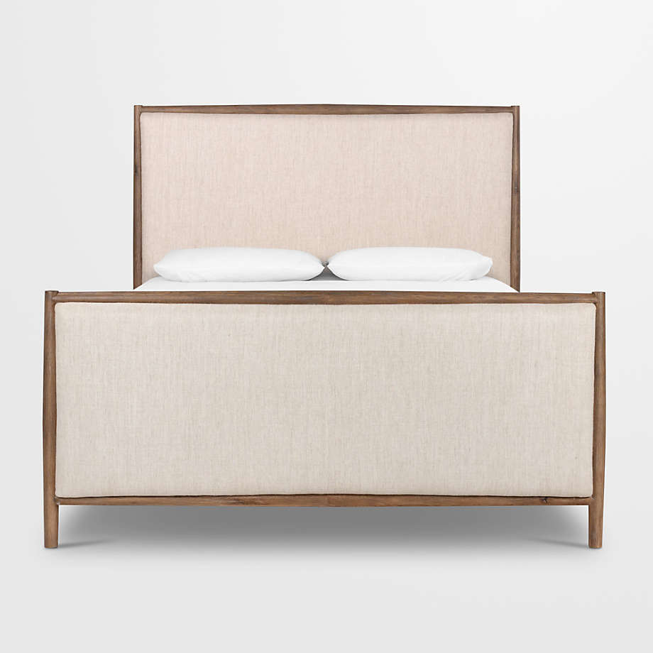 Wilmette Weathered Oak Wood Queen Bed Crate & Barrel