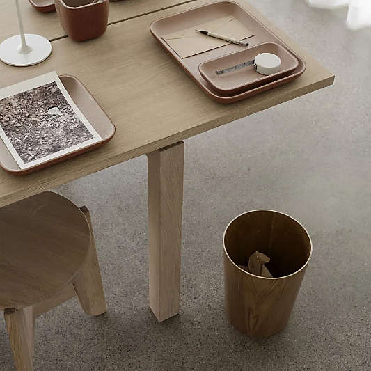 Blomus Wilo Wood Round Trash Can