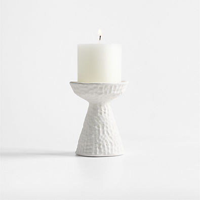 View Wiluna Small White Ceramic Pillar Candle Holder 5" details