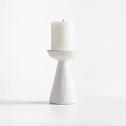 Wiluna Large White Ceramic Pillar Candle Holder 6.5"