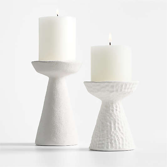 Wiluna Large White Ceramic Pillar Candle Holder 6.5"
