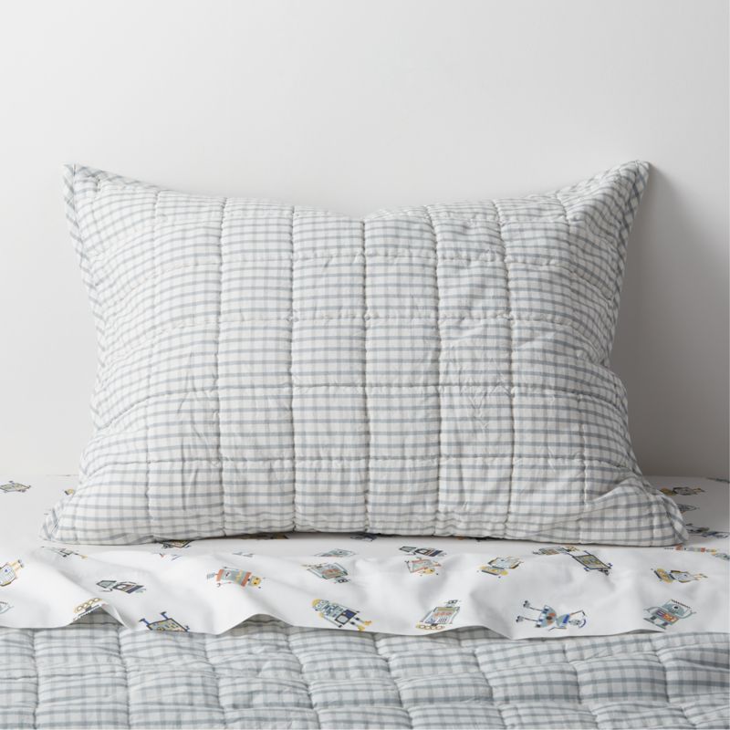 Kids Windowpane Plaid Cotton Pillow Sham