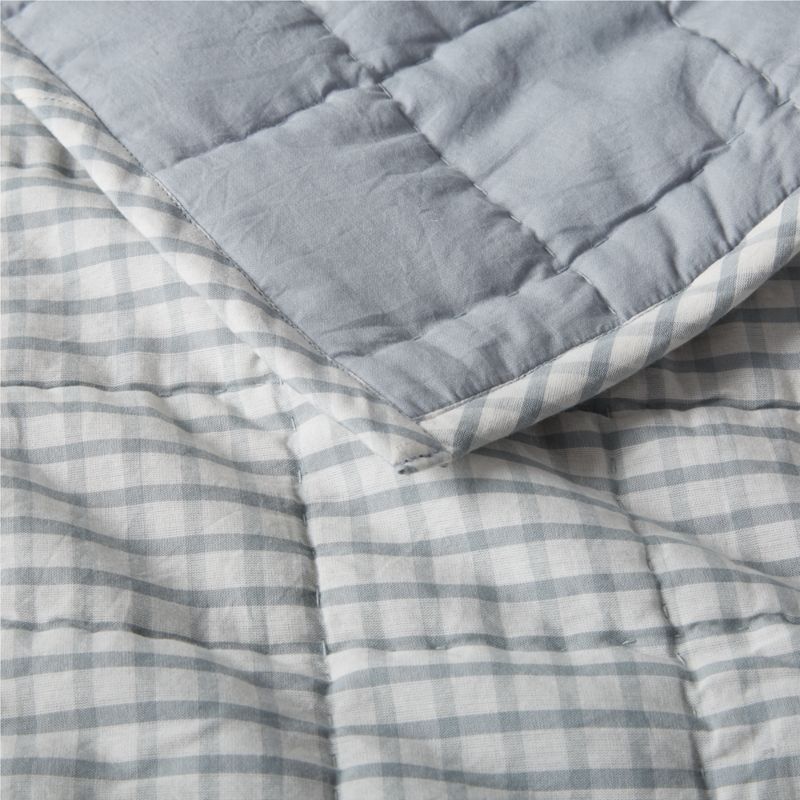 Kids Blue Windowpane Plaid Cotton Full/Queen Quilt - image 7 of 9