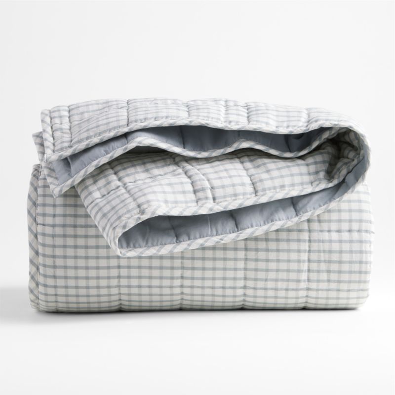 Kids Blue Windowpane Plaid Cotton Full/Queen Quilt - image 6 of 9