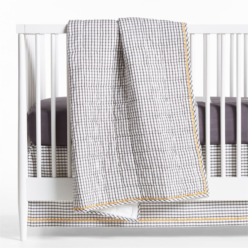 Grey Windowpane Plaid Organic Cotton Baby Crib Quilt - image 0 of 8