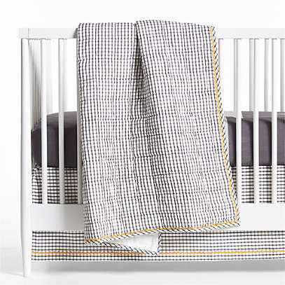 Grey Windowpane Plaid Organic Cotton Baby Crib Quilt Reviews