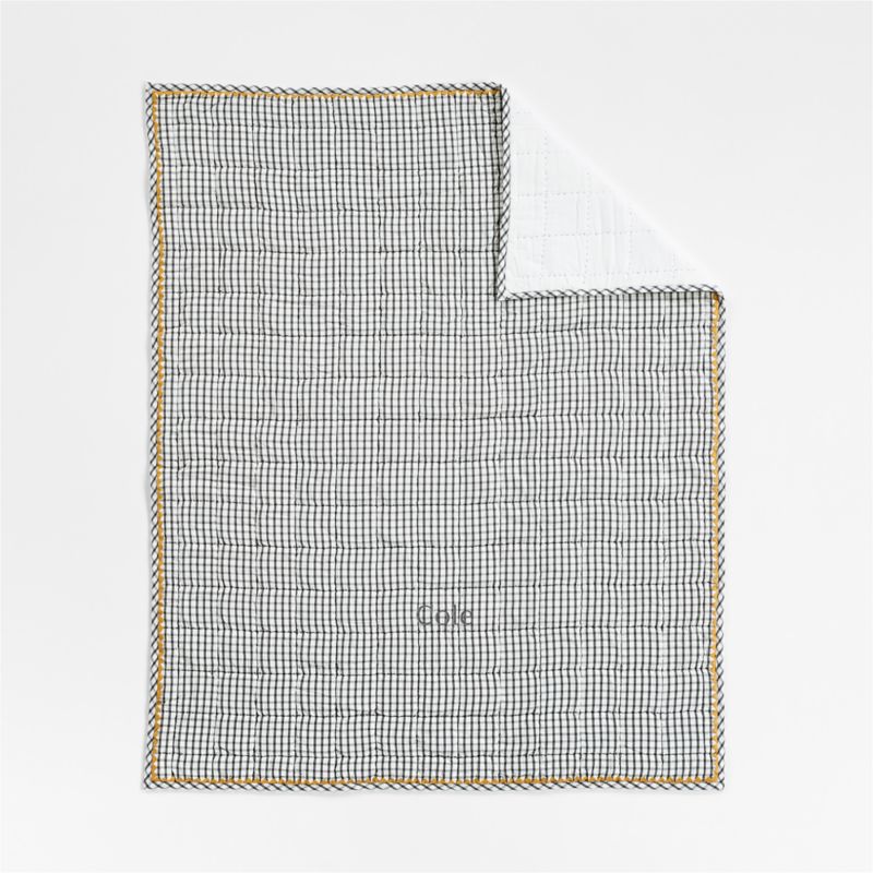 Grey Windowpane Plaid Organic Cotton Baby Crib Quilt - image 3 of 8