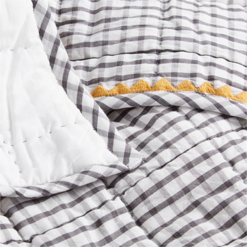 Grey Windowpane Plaid Organic Cotton Baby Crib Quilt - image 5 of 8