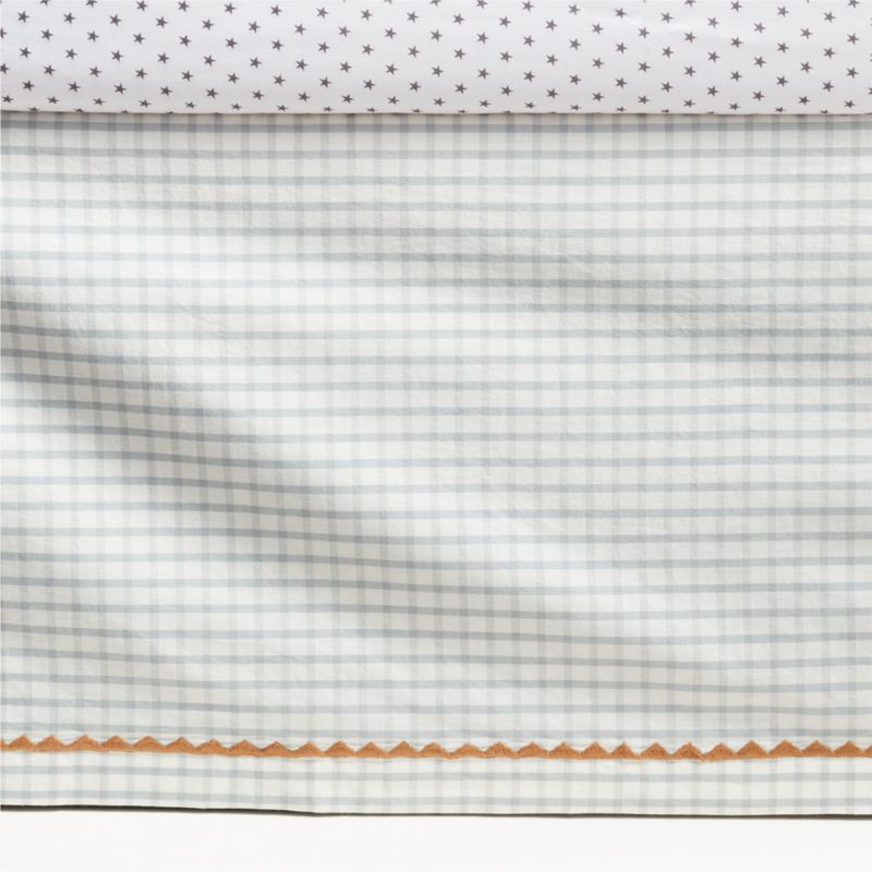 Viewing product image Blue Windowpane Plaid Organic Cotton Baby Crib Skirt - image 1 of 3