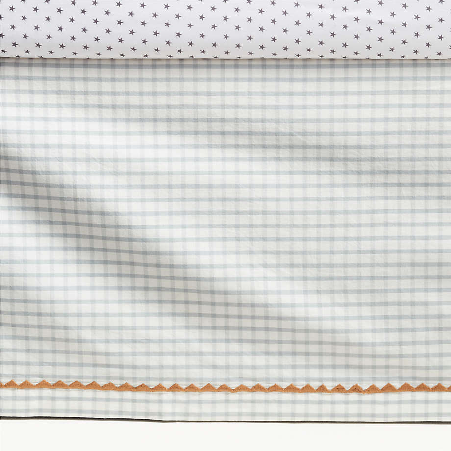 Blue Windowpane Plaid Organic Cotton Baby Crib Skirt Crate & Kids