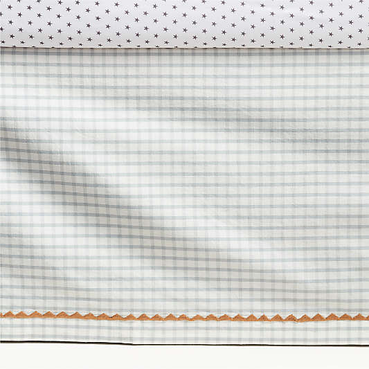 Blue Windowpane Plaid Organic Cotton Baby Crib Skirt