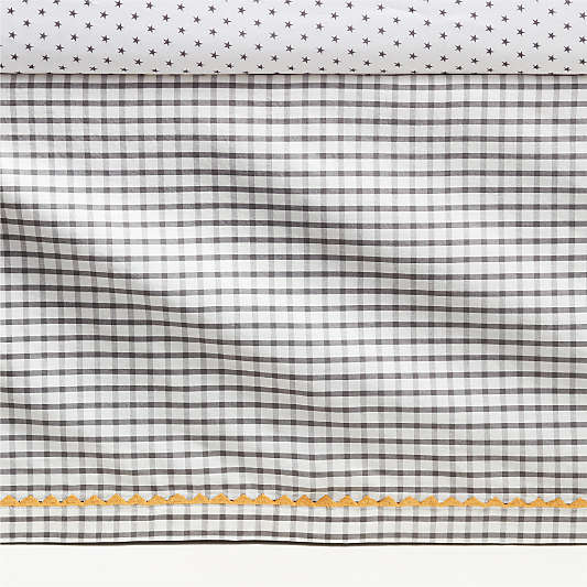 Grey Windowpane Plaid Organic Cotton Baby Crib Skirt