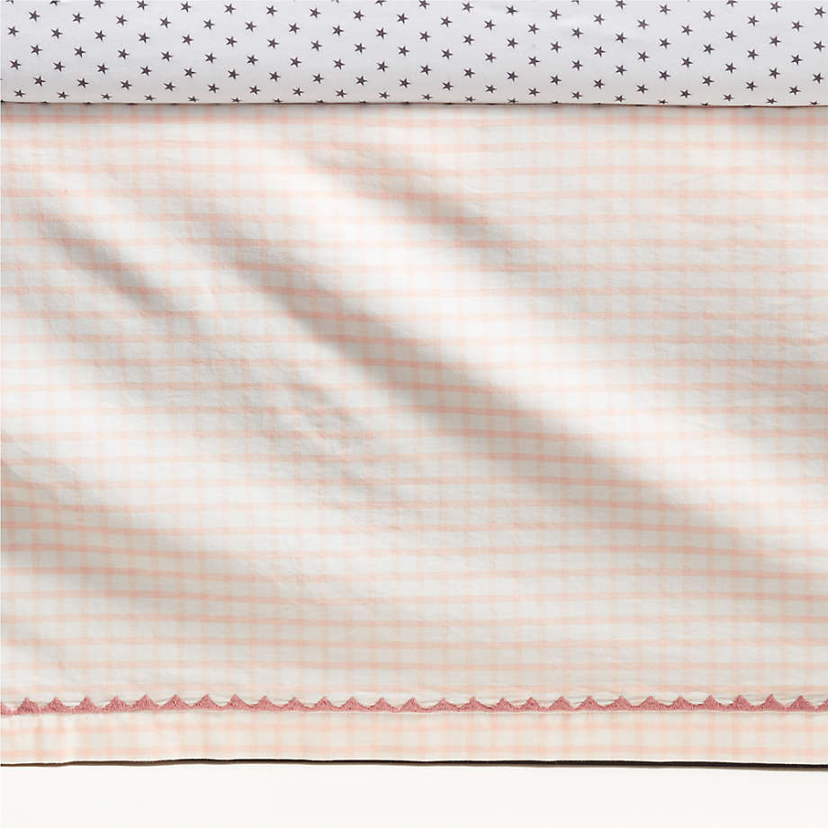 Pink Windowpane Plaid Organic Cotton Baby Crib Skirt Crate & Kids