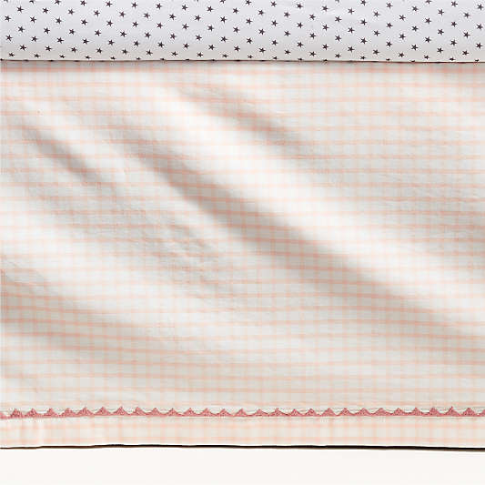 Pink Windowpane Plaid Organic Cotton Baby Crib Skirt