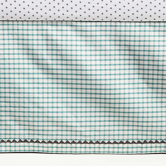 Teal Windowpane Plaid Organic Cotton Baby Crib Skirt