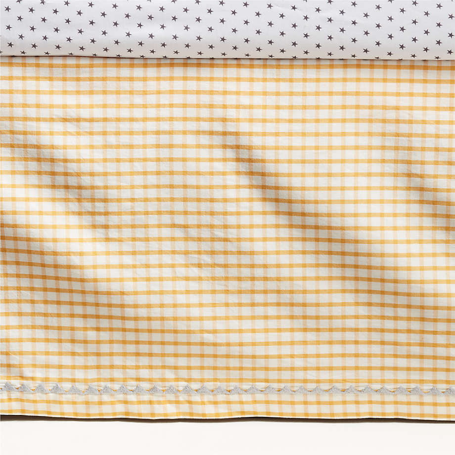 Yellow Windowpane Plaid Organic Cotton Baby Crib Skirt + Reviews