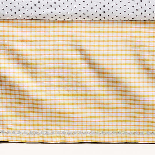 Yellow Windowpane Plaid Organic Cotton Baby Crib Skirt