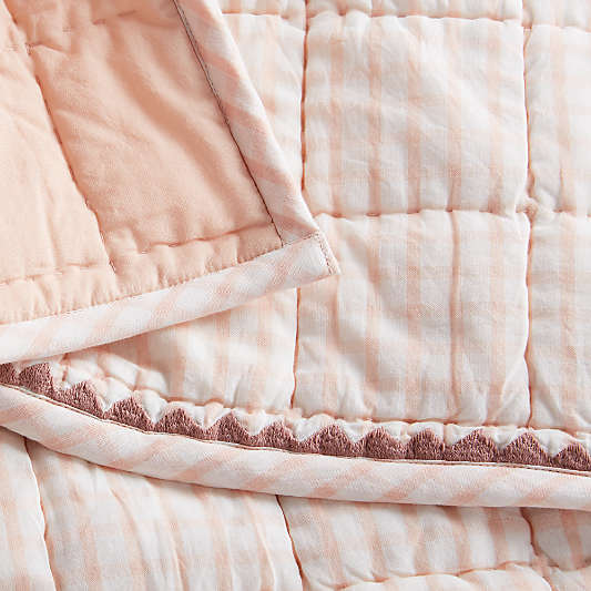 Pink Windowpane Plaid Organic Cotton Baby Crib Quilt