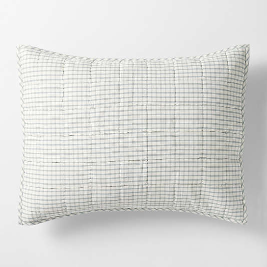 Kids Blue Windowpane Plaid Cotton Pillow Sham