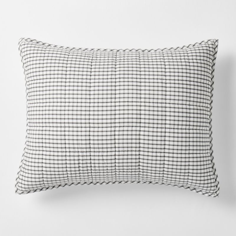 Kids Grey Windowpane Plaid Cotton Pillow Sham - image 0 of 3