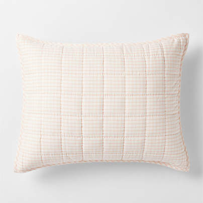 Kids Pink Windowpane Plaid Cotton Pillow Sham