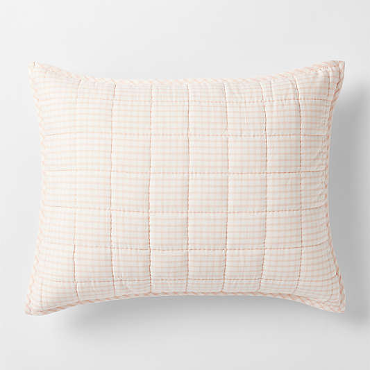 Kids Pink Windowpane Plaid Cotton Pillow Sham