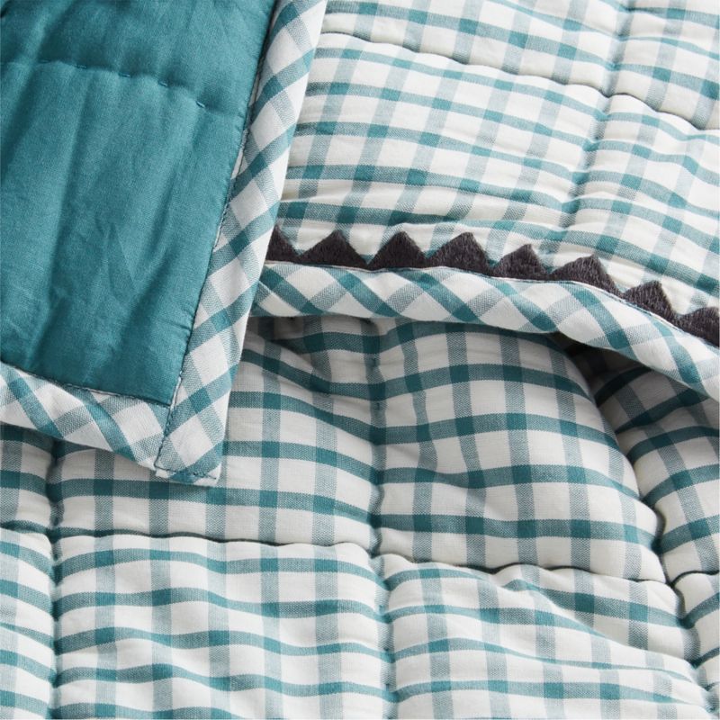 Teal Windowpane Plaid Organic Cotton Baby Crib Quilt - image 4 of 7