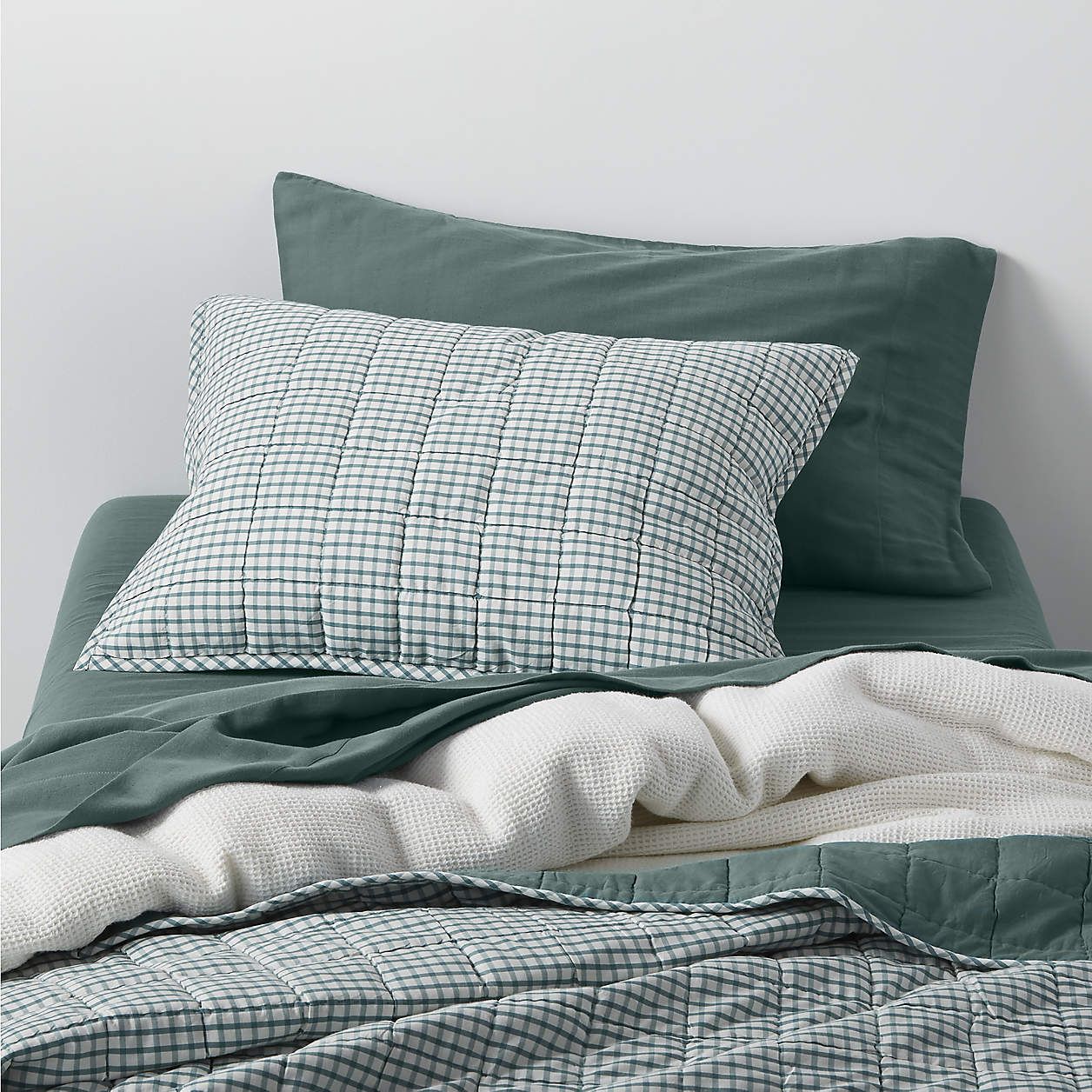 Kids Teal Windowpane Plaid Full/Queen Quilt Crate & Kids