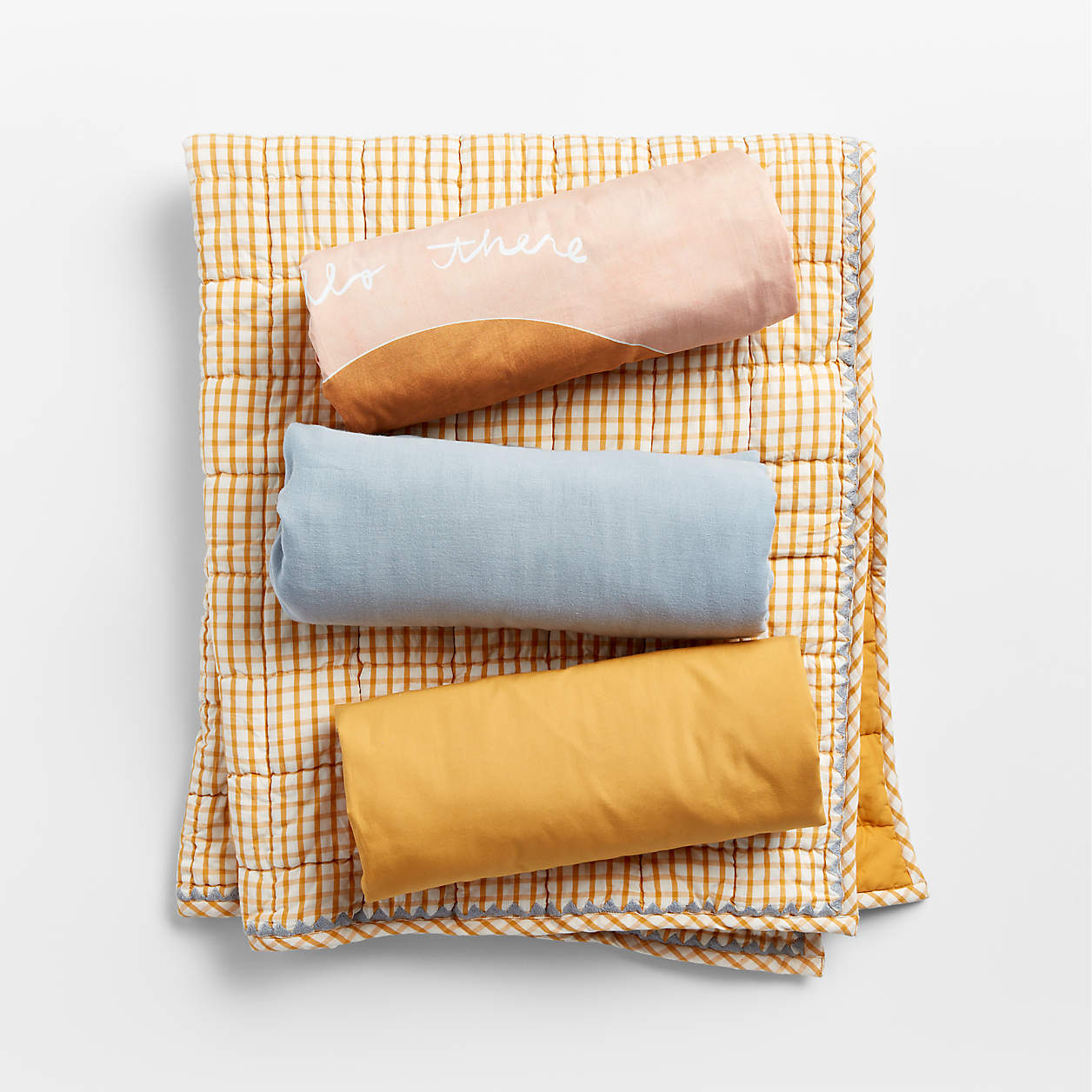 Yellow Windowpane Plaid Organic Cotton Baby Bedding Bundle Set Crate & Kids