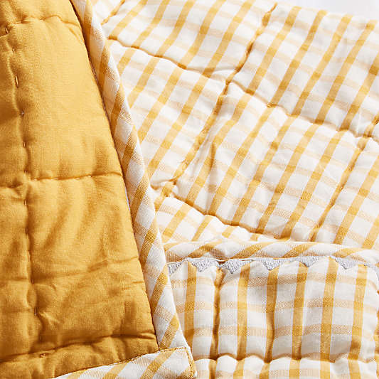 Yellow Windowpane Plaid Organic Cotton Baby Crib Quilt