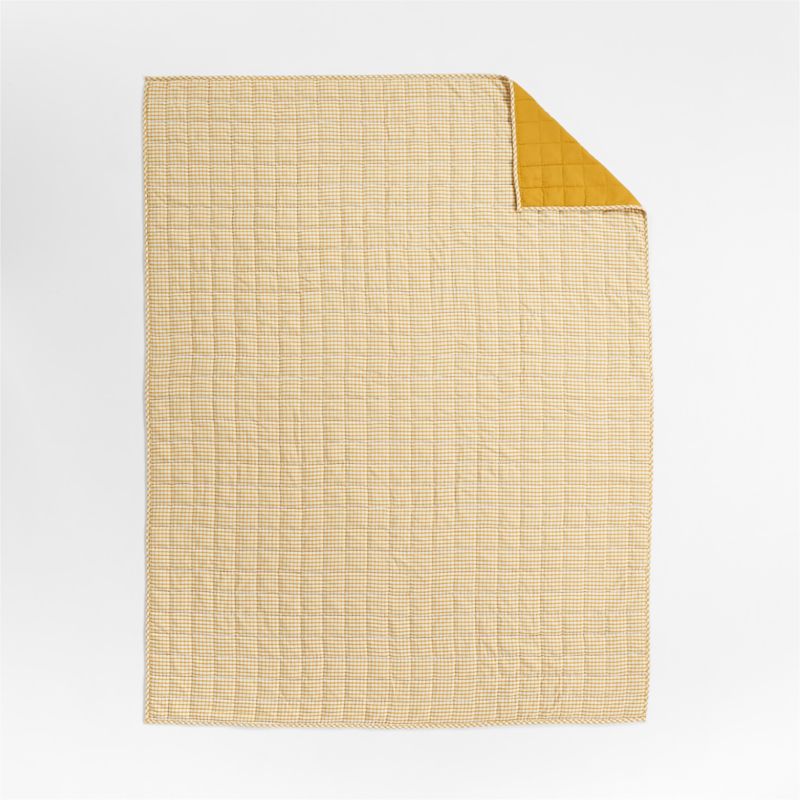 Kids Yellow Windowpane Plaid Cotton Quilt - image 3 of 6