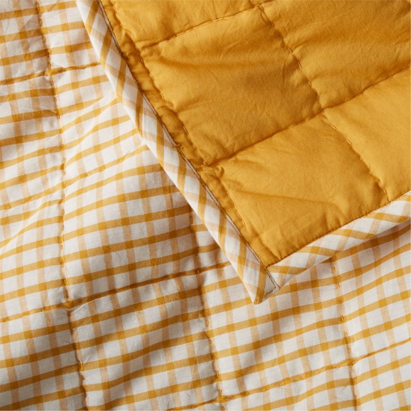 Kids Yellow Windowpane Plaid Cotton Full/Queen Quilt - image 8 of 10