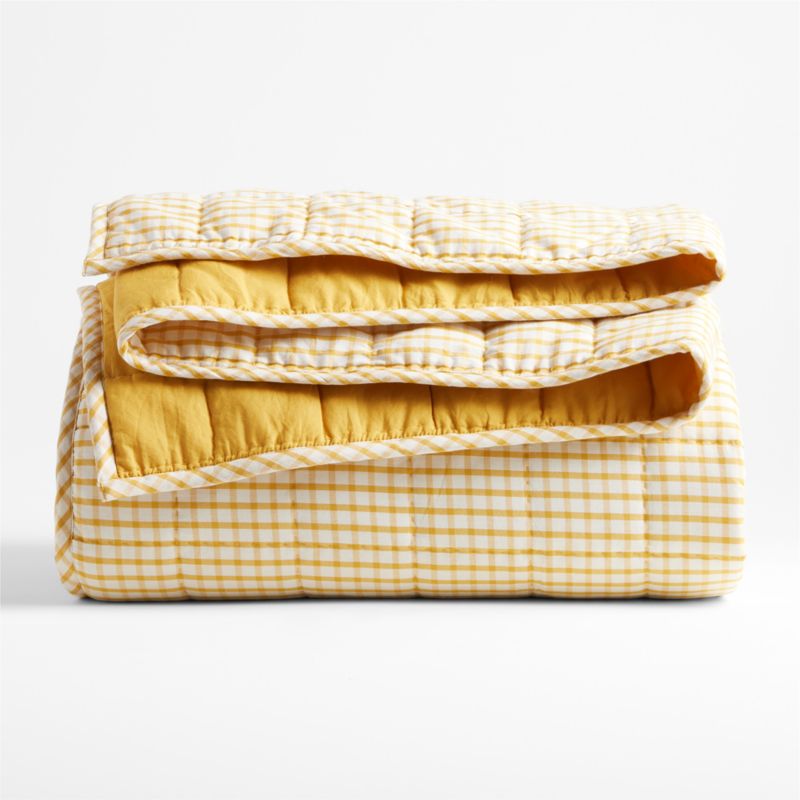 Kids Yellow Windowpane Plaid Cotton Full/Queen Quilt - image 7 of 10