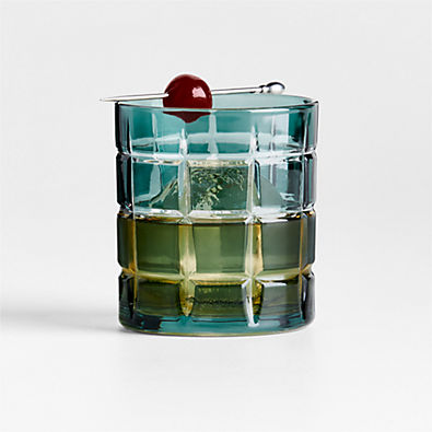 View Windowpane 11-Oz. Green Double Old-Fashioned Glass details