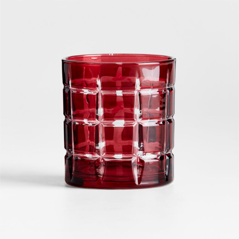 Windowpane 11-Oz. Red Double Old-Fashioned Glass - image 5 of 6