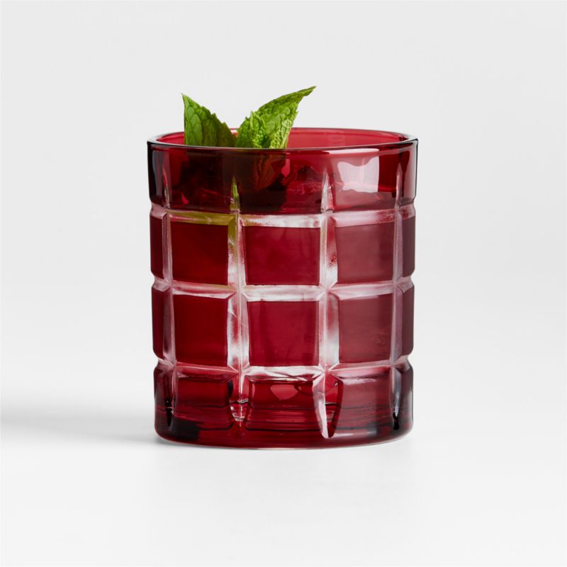 Windowpane 11-Oz. Red Double Old-Fashioned Glass - image 0 of 6