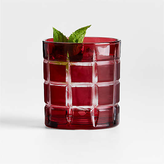 Windowpane 11-Oz. Red Double Old-Fashioned Glass