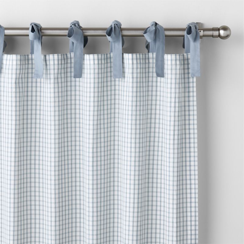 84" Blue Organic Cotton Windowpane Plaid Curtain Panel - image 3 of 7